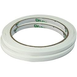 2 Rollos Cinta Adhesiva Doble Cara Accesorio para Escuela Oficina 6mm x 18m