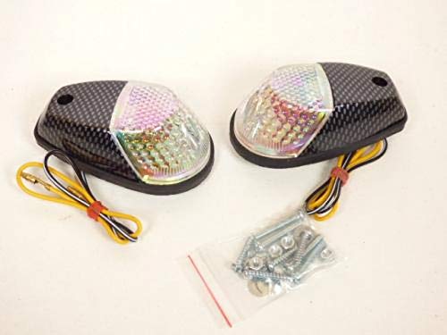 Paire de clignotants look carbone goutte d eau eclairage orange moto motocycle