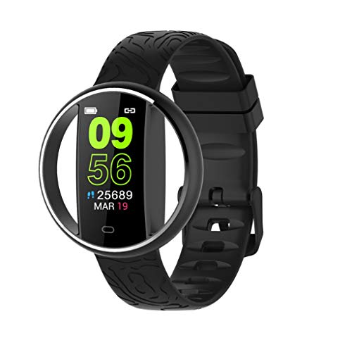 Preisvergleich Produktbild Mumuj E99 Fitness Armband mit Pulsmesser,Wasserdicht IP67Fitness Tracker Farbbildschirm Fitness Uhr Aktivitätstracker Schrittzähler Uhr Smartwatch Damen Herren fürAndroid4.4 UMD ISO8.0 (Schwarz)