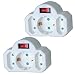 Produktbild Eurosell - 2 Stück Mini Steckdosenleiste 3-fach Euro Verteiler steckdose weiss 3er 3fach Adapter Stecker Euro Weiche + Schalter schaltbar Ein Aus