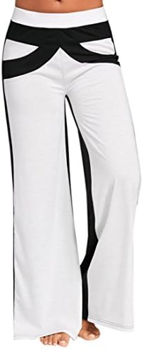Women Trousers, Hmeng Women Patchwork Bell Bottoms Fashion Flare Trousers Mid Waisted Wide Leg Cotton Yoga Pants (White, XXL)