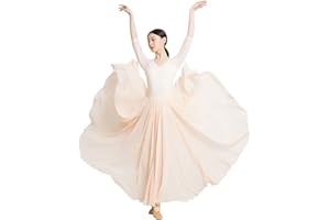 ROYAL SMEELA Ropa Danza contemporanea Adulto Mujer Vestido Baile Moderno Adulto Vestidos Danza contemporanea Vestido de Danza lírica Vestido de Danza Ballet Mujer Maillot Ballet+Falda de 720 Grados