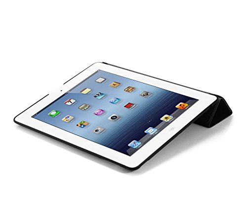 Khomo iPad 2, iPad 3, iPad 4 Retina Hülle Schwarzes Kunstleder Gehäuse mit doppelten Schutz ultra dünn und leicht, Smart Cover – Dual Leather Black - 2