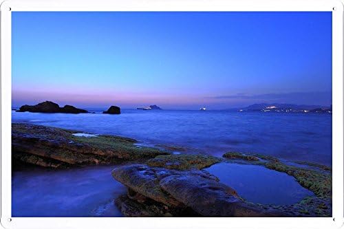 Metal Poster Tin Sign Plate Blue Lilac Sea Sunset Retro Vintage Wall Décor by hamgaacaan (20x30cm)