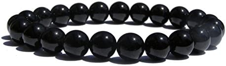 ZENstore Black Tourmaline Bracelet 17 cm Certified Gemstones, Unisex, Black