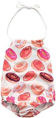 GreatestPAK Hot Sale! Baby Girl Bikini Swimwear, Toddler Girls Doughnuts Pattern Straps Swimsuit Bathing Beach Romper Clothes (White, 100)