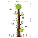 Qianxing removable cycle-usable cartoon wall sticker for kid's bedroom animal Height Chart in Nursery Children Room colourful Wall Decal for house home mural Décor height meter wallpaper(monkey owl and green tree)(81*144)