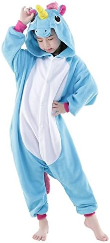 Kids Unicorn Onesies Kigurumi Animal Costume (95#(43-47 inch), Blue Unicon)