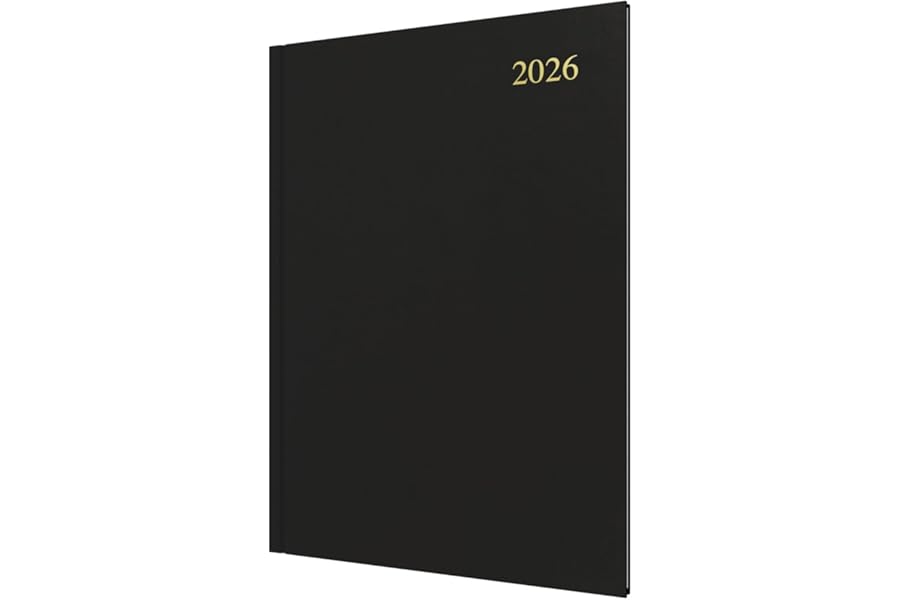 Collins - Essential - 2026 12 Month Calendar Year Planner, Week-To-View Diary, A4 Hard Cover - Black (ESSA43.99-26)