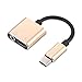 Produktbild LayOPO Typ C Adapter, 2 in 1 USB-Audio-Ladekabel Adapter Kabel Schnelle Aufladung auf 3,5 mm Audio Jack Kopfhörer-Adapter Konverter für Xiaomi 6/6 X/MX2 Huawei mate10/P20 Gold