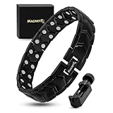 Magnetrx® Ultra Strength Magnetic Bracelet - Stainless Steel Metal Bracelets For Men - Effective Magnetic Bracelets For Men - Adjustable Bracelet Length With Sizing Tool For Perfect Fit (black)