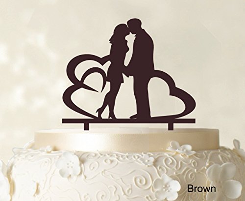 Hochzeits-Paar Kuchendeckel mit Herz Personalisierte Mirroe Cake Topper Color Option Verfügbar 6 "-7" Zoll breit