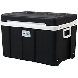WOLTU KUE003sz Glacière électrique Mini Réfrigérateur 50L Isotherme Chaud/Froid, 12V et 230V pour Voiture et Camping [Classe énergétique A +++],Noir