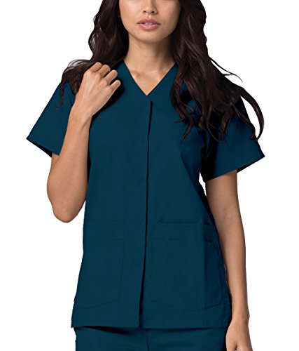 Adar Uniforms Uniformes Médicaux pour Femmes Double Poche Avant à Fermoir Blouse d'Infirmière Haut d'Hôpital - 604 Couleur: CBB | Taille: S