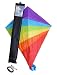 Produktbild Hochwertiger Kinder-Flug-Drachen "Erido" in strahlenden Regenbogen-Farben | mit praktischer Tragetasche | idealer Outdoor-Spaß für spielen im Freien | 80x70 cm | 80m Leine | Flug-Spielzeug