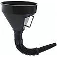 Biella Plastic Large Funnels Wide Mouth with Strainer - Oil Funnel Automotive Flexible with Hose for Cars and Motorcycles, Engine Oil, Liquid, Diesel, Kerosene and Gasoline (BLACK, PACK OF 1)