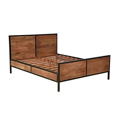 Homescapes Industrial Style King Size Bed Frame 100 Solid Reclaimed Wood No Veneer With Metal Frame Handmade Solid Wood Bed Frame Fits Uk Standard King Size Mattresses Buy Online In Aruba At homescapes industrial style king size