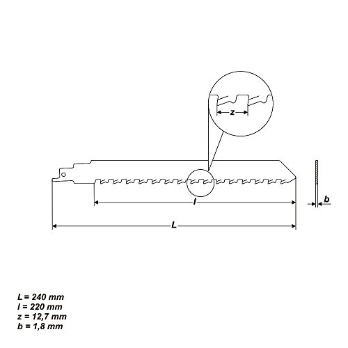 HM Säbelsägeblatt 240×12,7 mm zum Sägen in Ziegelstein, Porenbeton, Mauerstein, Zementstoffe Special for Brick (240 mm) - 5