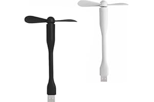 TUKNN Mini USB Ventilator, 90mm USB Ventilator Mit Flexiblem Hals, 2 Stücke Flexibler Mini-USB-Ventilator, Ventilator USB Telefon Fan, Abnehmbarer Lüfter Für PC Powerbank (Schwarz + Weiß)