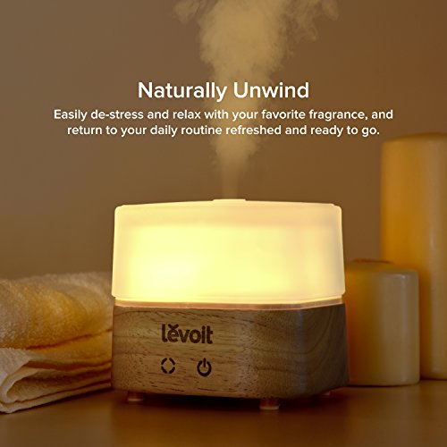 Levoit Aroma Diffuser Holzmaserung Ultraschall Luftbefeuchter mit 7 Farben-LED, Touch-Tasten-Steuerung, Duftzerstäuber Humidifier für Salon Spa Yoga Schlafzimmer Konferenzraum Büro Toilette Baby-Zimmer, 120ml, Weiß. - 4