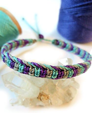 Blue Sky/Turquoise Purple & Grey/Gray Macrame Friendship Bracelet Handmade brasilian/surf/bohemian threads wristband Papacho Creations