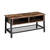 QUÉ MÁS: Con un tamaño de 100 x 40 x 50 cm (Largo x Ancho x Alto), esta mesa de centro le ofrece suficiente espacio de almacenamiento. Puedes guardar instrucciones a distancia en los dos espaciosos compartimentos; el estante de malla ofrece espacio adicional para tus consolas de videojuegos