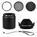 Produktbild Kiwifotos Objektiv Zubehörset 6 teilig für Panasonic Lumix DMC-FZ200 und Leica V-LUX 4 mit Objektivadapter, UV Filter, Polarisationsfilter, Gegenlichtblende, Objektivdeckel, Objektivdeckelhalter