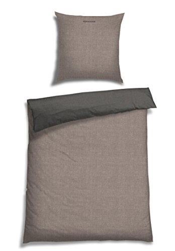 Schiesser Renforcé Bettwäsche Doubleface silber - anthra / 2-teilig / 100% Baumwolle / versch. Größen erhältlich, Größe:135 x 200 cm + 80 x 80 cm