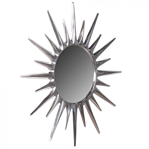 FineBuy Deko Wandspiegel Sonne aus Aluminium Wanddekoration Farbe Silber - 3