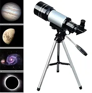 Jukmen Telescopes XJ F30070M Portable Professional High Definition High Times Espace Astronomical Telescope Spotting Scope with Tripod(Silver)