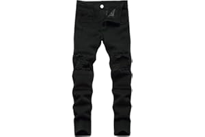 Happy Cherry Jeans Strappati Bambini in Denim Pantaloni Skinny Jeans Moda con Tasche Pantaloni Lunghi Blu Vintage per Ragazzi 5-16 Anni