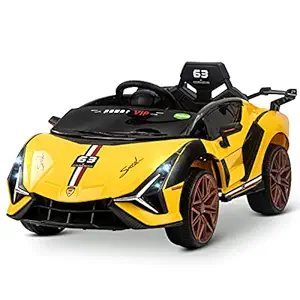 Baybee Lamborado Battery Operated Ride On Electric Kids Baby Car with Light, Bluetooth, USB, Music | Electric Battery Big Car | Battery Operated Car for Kids to Drive 2 to 5 Years Boys Girls (Yellow)