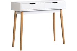 Mobelcenter, Mueble Recibidor Fiano Estilo nórdico, Mueble Entrada con 2 cajones, Acabado Blanco, Medidas: Ancho: 90 cm x Alto: 78 cm x Fondo: 35 cm (1469)