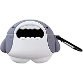 Microsonic Samsung Galaxy Buds 3 Kılıf Cartoon Fig&uuml;rl&uuml; Silikon Crtn-Fgr-Kpkblk [Galaxy Buds 3 ile Uyumlu Kılıf - Beyaz - Gri]