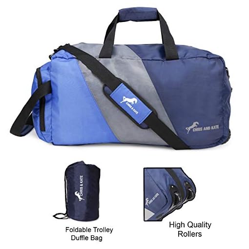 Chris & Kate Polyester Blue 50 litres Travel Foldable Spacious Duffle Bag with Wheels Lightweight Trolley Bag with Space Saver Self Storage Luggage Bag-203 - Image 4