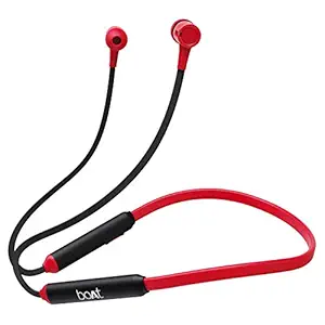 boAt 102 Wireless Lightweight Neckband with BT v5.0, Immersive Audio, Up to 15H Playback, IPX4 Water Resistance, Dual Pairing, Magnetic Earbuds(Red)