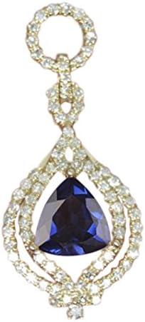 1.80 CARATS TRILLION SHAPE 14KT YELLOW GOLD 100% NATURAL BLUE TANZANITE DIAMOND PENDANT WITH FREE EGL CERTIFICATE