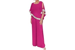 shownicer Completo Donna Elegante Tailleur in Chiffon 2 Pezzi Set Completi di Pantaloni da Cerimonia Due Pezzi Set Taglia Grande Abbigliamento per Business e Matrimoni