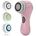 PleasingCare Sonic Facial Cleansing Brush, 2 Speeds Rechargeable Clean Face Machine, Removing Makeup and Skin Care Must Have Cleaning System, 7 Languages Instruction Booklet (Pink - 3 Brush Heads)
