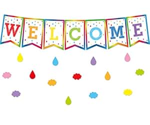 Welcome Bulletin Board Set Classroom Decoration Colorful Pennants