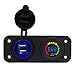 Produktbild Auto Auto Boot Schalter - Kingwo Voltmeter Motorrad 12V Auto ATV Boot Zigarettenanzünder mit Switches Dual USB Aufladung (blau)