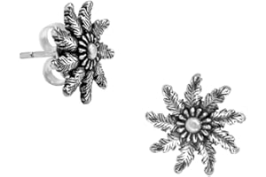 Pendientes Flor del Sol Vasco de 12mm y cierre de presión - Típica Flor vasca de estilo etnico y poderoso amuleto en plata - Se envía en una cajita ecológica para regalar