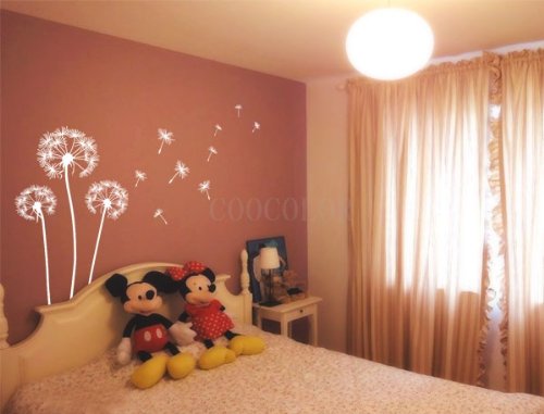 BP001 Wandtattoo Wandaufkleber Wallsticker Pusteblume Löwenzahn Blume Pflanze 3er.Set (Weiss, L)