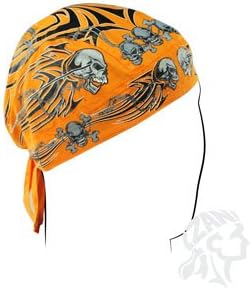 ZanheadgearZanheadgear Flydanna Bandanna, 100% Cotton, Orange Tribal Skull, OSFM (Z669)