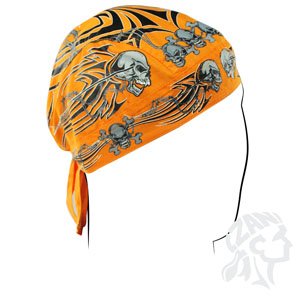 ZanheadgearZanheadgear Flydanna Bandanna, 100% Cotton, Orange Tribal Skull, OSFM (Z669)