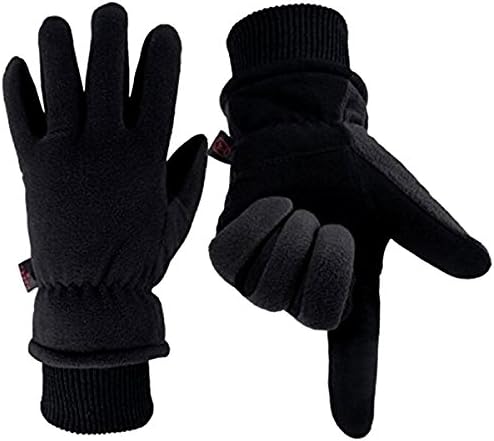 Winter Gloves Men Ski Gloves Thermal Cold Glove Warm 3M insulate Deerskin for Snowboard Motorcycle Gloves Keep Warm in Cold Weather Black/Grey (M/L/XL)