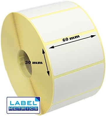 Label Metrics - 60mm x 30mm Direct Thermal Labels, 2k Roll, Citizen CLP521, CLP621, CLP631