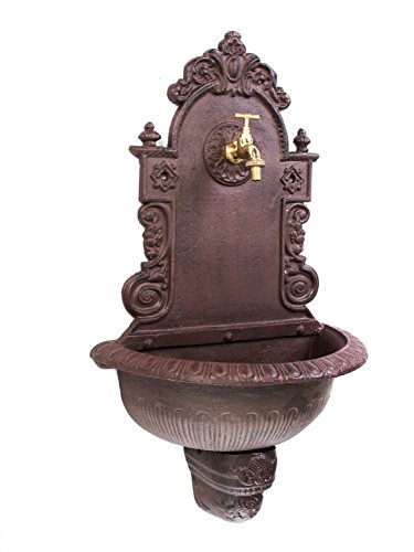 Waschbecken Wandbrunnen Garten Eisen Gründerzeit antik Stil Brunnen Blume