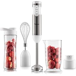 Mixeur Plongeant Inox 5 en 1 Pied Mixeur, Batteur Electrique Cuisine, Mixeur - Mixeur Multifonction 1000W, 9 Vitesses - Accessoires Gratuits, Bol Mixeur Plongeur et Bouteille en Tritan
