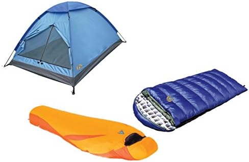 Alpinizmo High Peak USA Kodiak 0F & Latitude 20F Sleeping Monodome 3 Tent Combo Set, Blue/Orange, One Size